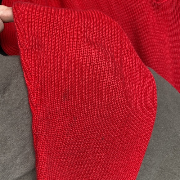 Vintage Oversized Henley Cherry Red Knit Sweater - Picture 7 of 7